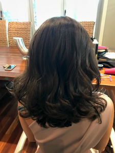 loose curls soft waves special occasion styling brisbane mobile hairdresser chelley bean mobile hairdressing medium length dark brown