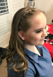 formal hair half up half down braids curls brisbane mobile hairdressing special occasion school chelley bean mobile hairdressing
